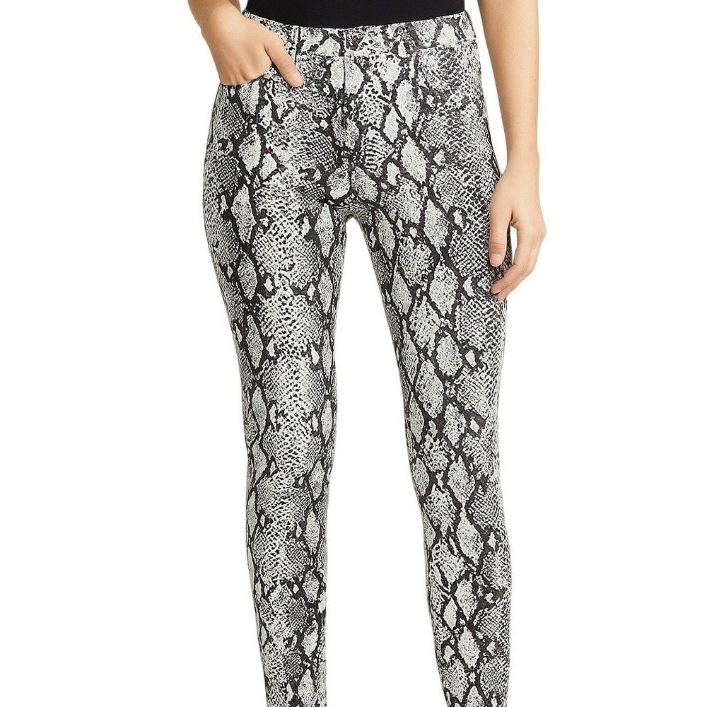 FRAME Ali High Rise Cigarette Jeans 28 Black White Snakeskin Python‎ Print Slim